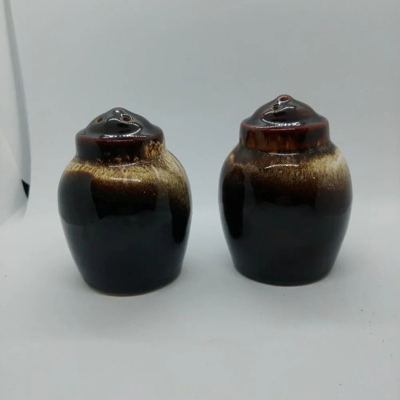 Vintage Salt & Pepper Brown/Cream Drip Glaze - Picture 2 of 4